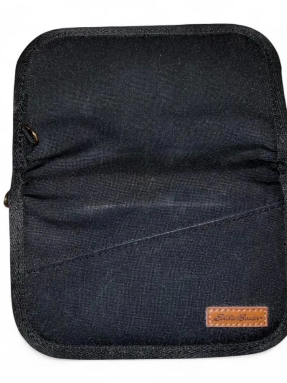 Eddie Bauer Black Canvas Travel Pouch with Leather Logo